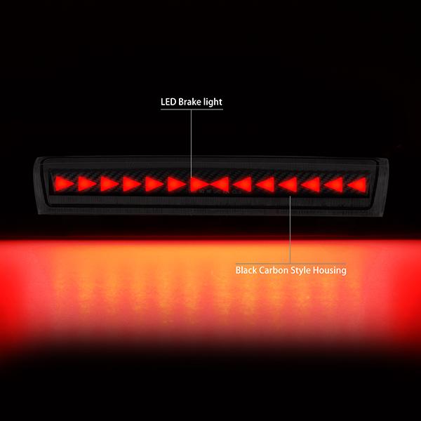 Nuvision Lighting, 00-06 Chevy Suburban GMC Yukon XL Carbon Fiber Look Sequential Triangle LED Third 3rd Brake Light