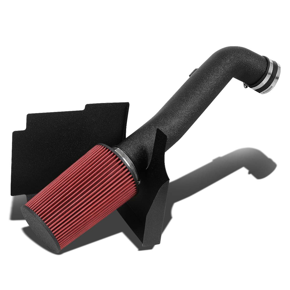 J2 Engineering, 01-04 Chevy Silverado GMC Sierra 6.6L Diesel Black Cold Air Intake w/Heat Shield+Filter