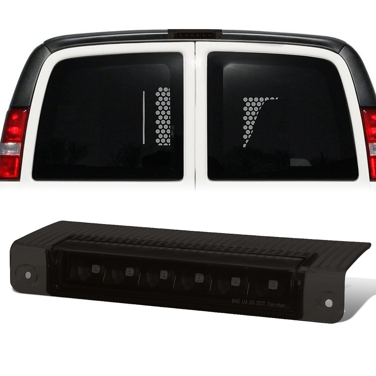 Nuvision Lighting, 03-17 Chevy Express GMC Savana 1500 2500 3500 LED 3rd Brake Light - Tinted Lens