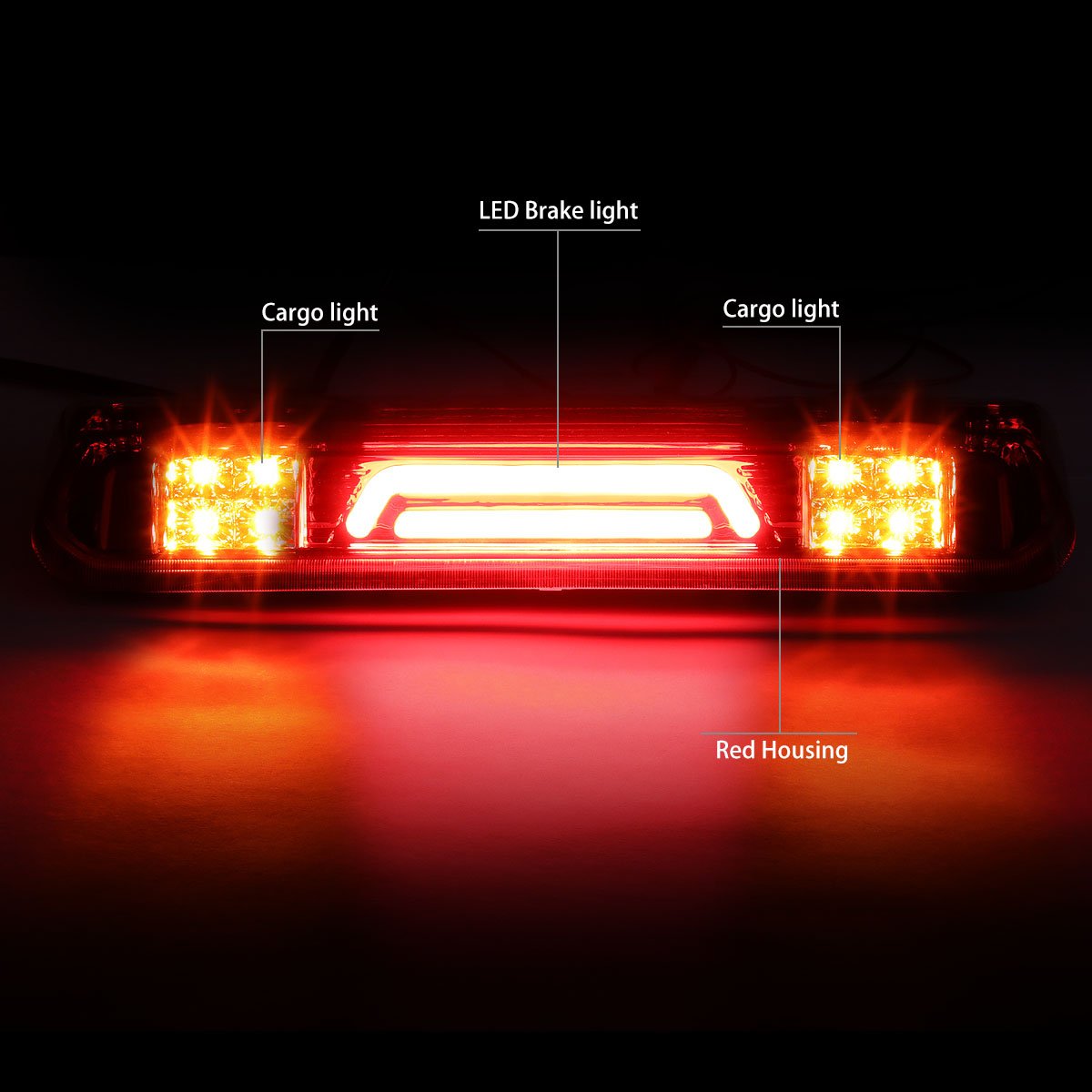 Nuvision Lighting, 04-08 Ford F150 06-08 Lincoln Mark LT LED Bar 3rd Brake Light+Cargo Lamp - Red