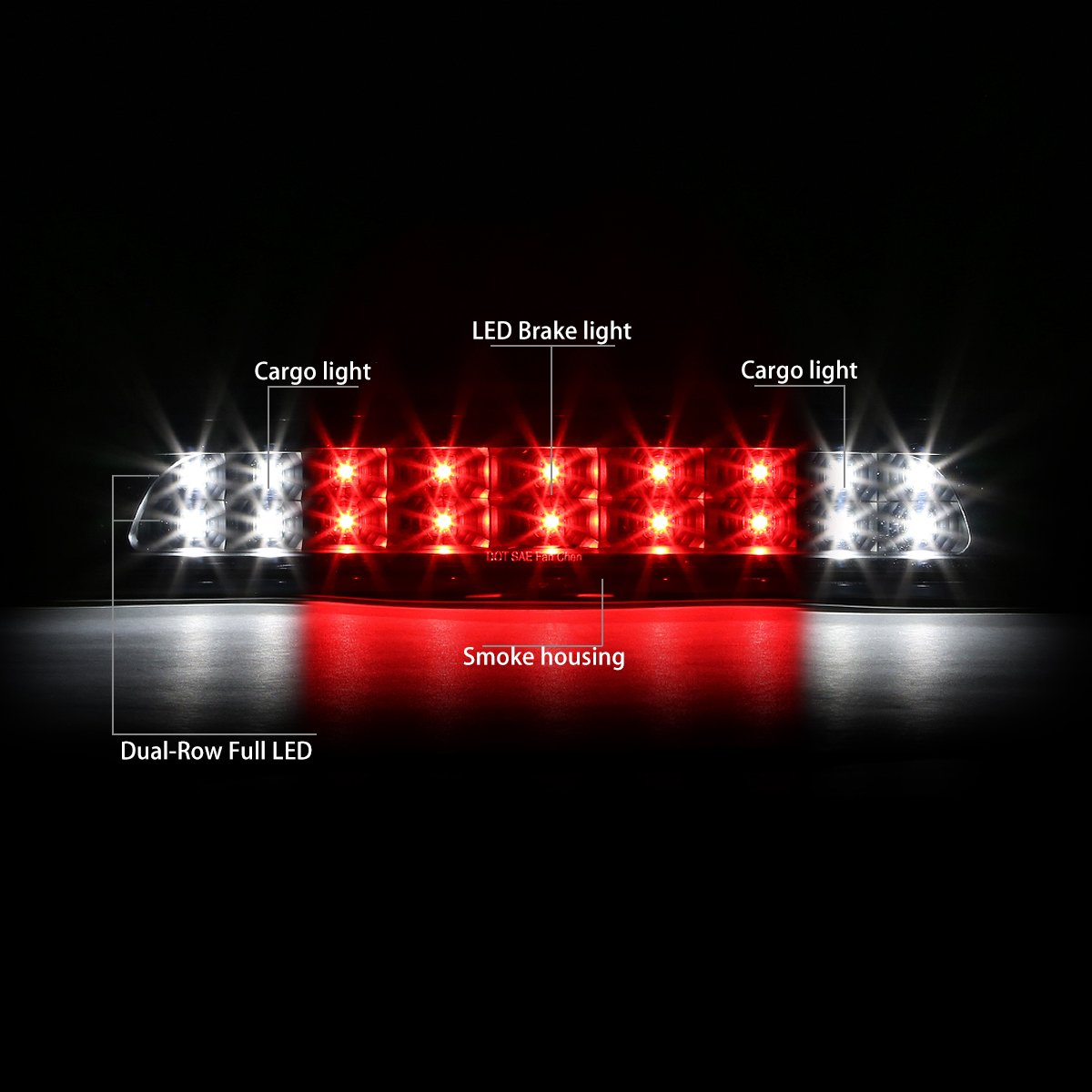 Nuvision Lighting, 07-18 Toyota Tundra Dual Row LED 3rd Brake Light+Cargo Lamp - Tinted Lens