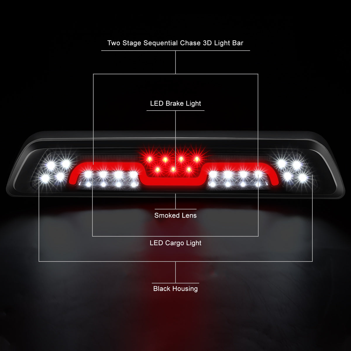 Nuvision Lighting, 07-20 Toyota Tundra LED 2-Stage Sequential Third Brake Light (Smoke Lens)