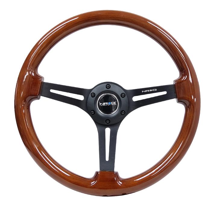 NRG Innovations, 350mm 3 in. Deep Dish Colored Wood Grip Steering Wheel - RST-018BR-BK