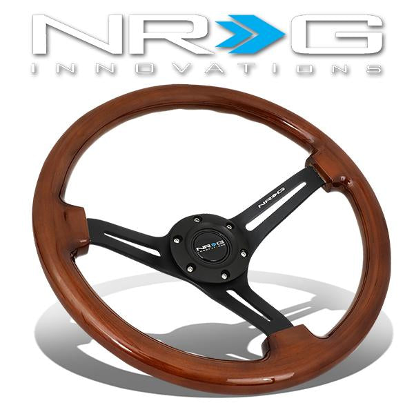 NRG Innovations, 350mm 3 in. Deep Dish Colored Wood Grip Steering Wheel - RST-018BR-BK