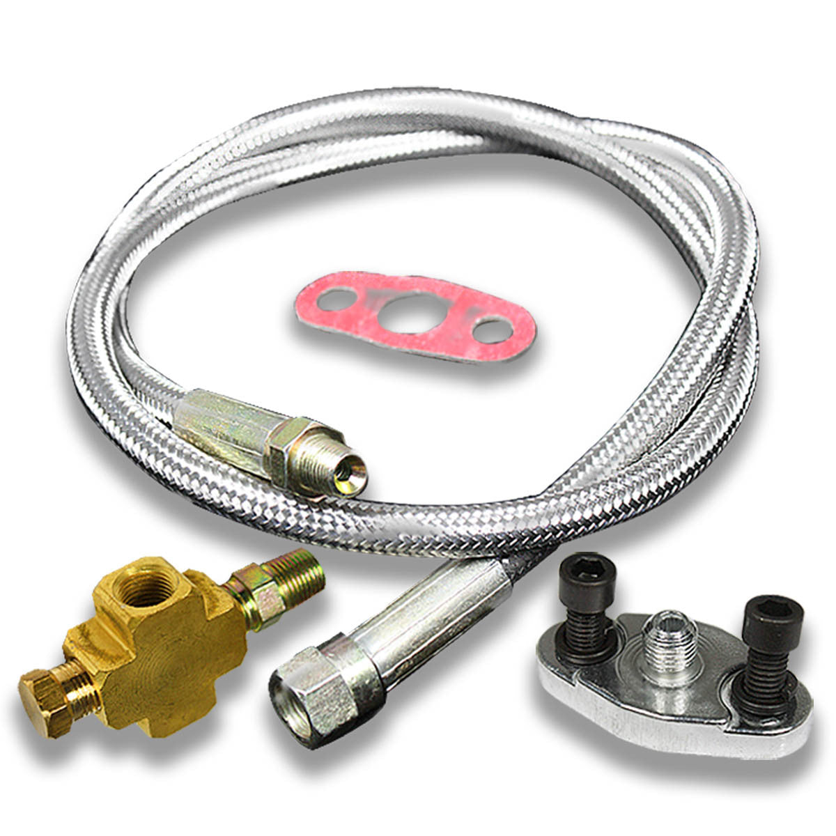 CAAP, 36" Stainless Steel Turbo Oil Feed Line Kit w/1/8"NPT AN10 Fitting