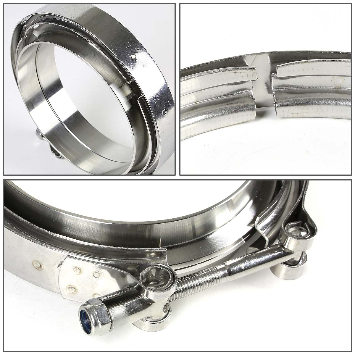 CAAP, 4.5" Inner Stainless Steel Exhaust Downpipe V-Band Clamp w/Flange