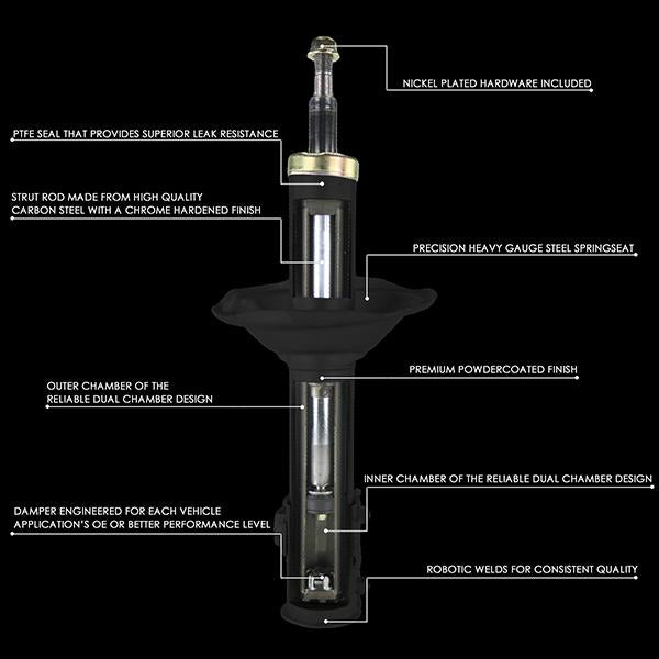 DNA Motoring, 69-87 Toyota Land Cruiser 98-04 Nissan Frontier Rear Gas Shock Absorber - Stainless Steel