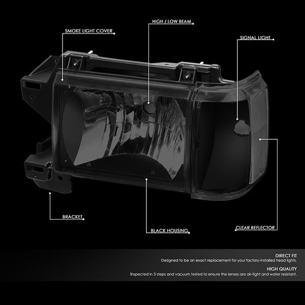 Nuvision Lighting, 87-91 Ford F150 F250 F350 Bronco Headlights - Tinted Housing Clear Corner