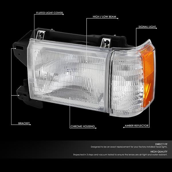 Nuvision Lighting, 87-91 Ford F150 F250 F350 Bronco Headlights+Corner Lamps - Factory Style