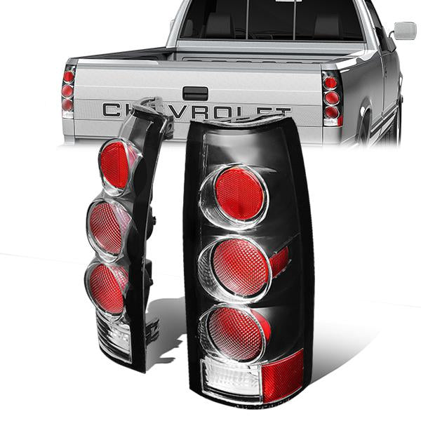 Nuvision Lighting, 88-00 Chevy GMC C/K 1500 2500 3500 Suburban Tail Lights - Altezza Style - Black Housing