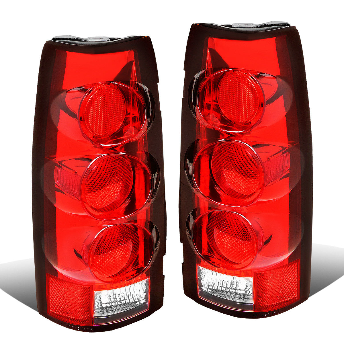 Nuvision Lighting, 88-00 Chevy GMC C/K 1500 2500 3500 Suburban Tail Lights - Altezza Style - Red Housing