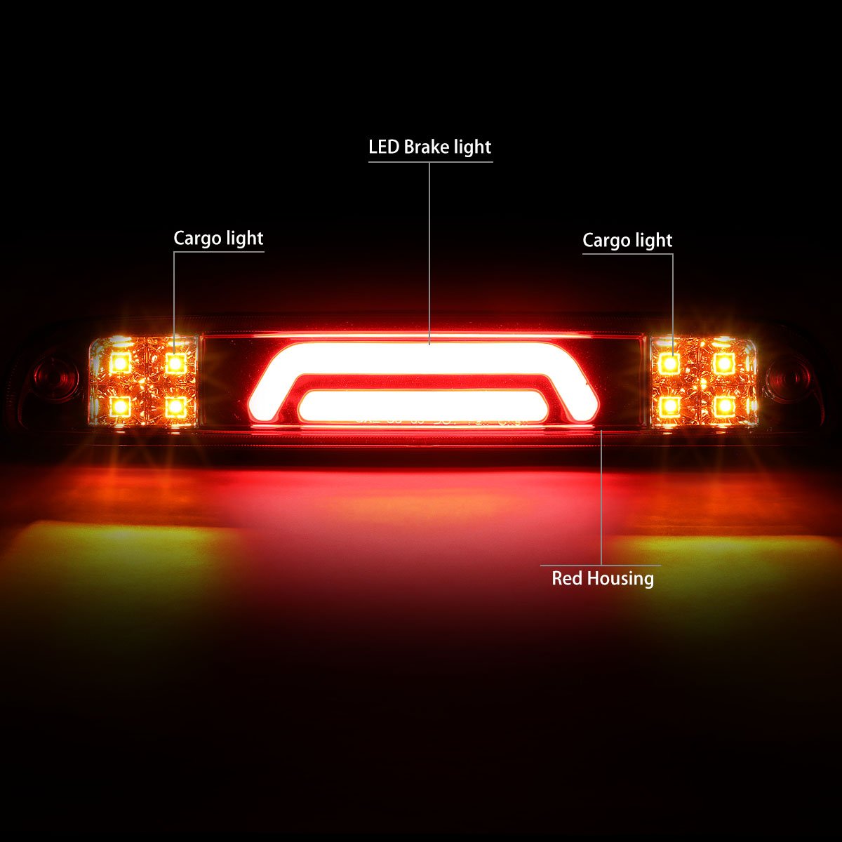 Nuvision Lighting, 93-11 Ford Ranger 99-16 F250-F550 Super Duty LED 3rd Brake Light+Cargo Lamp - Red