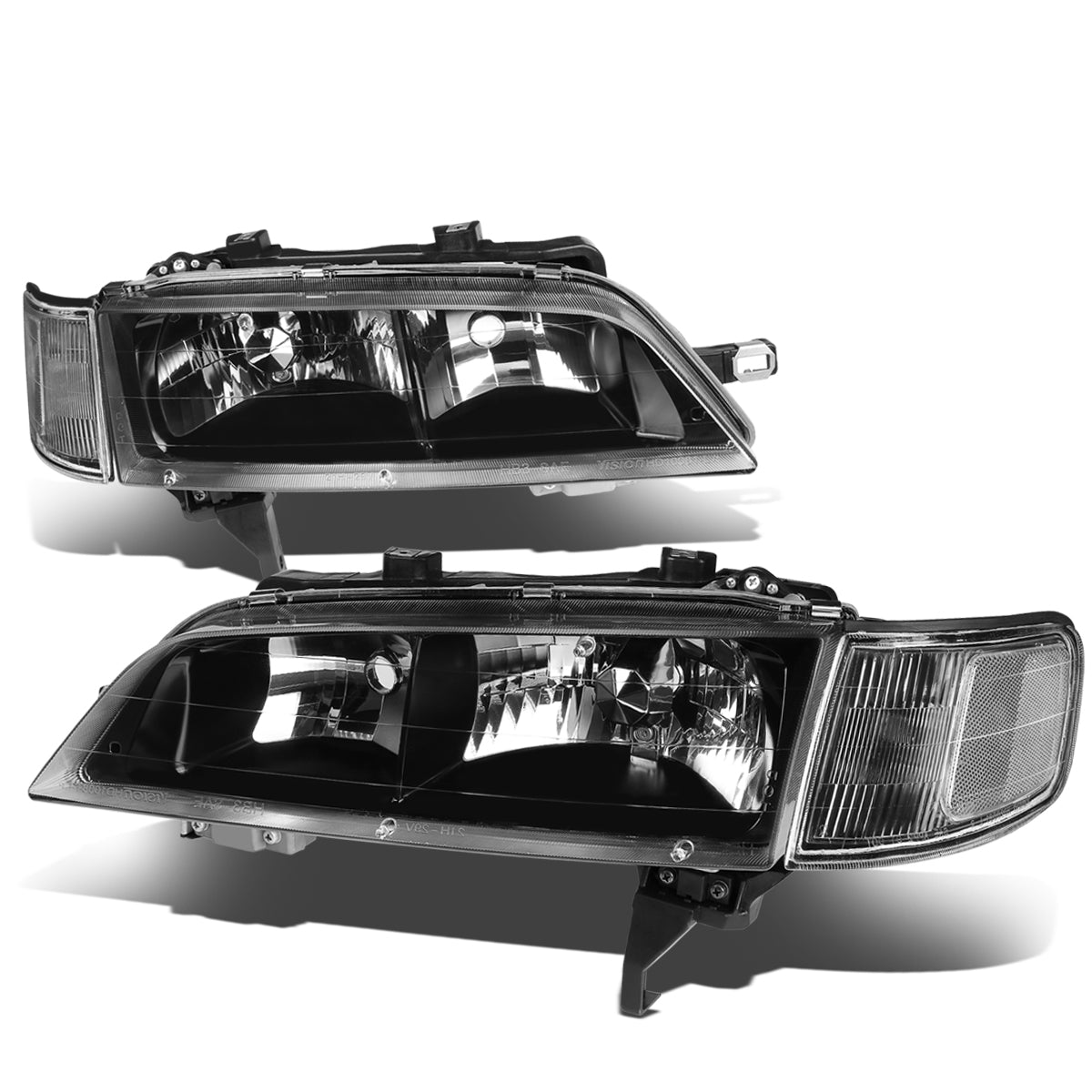 DNA Motoring, 94-97 Honda Accord Headlights - Black Housing Clear Corner