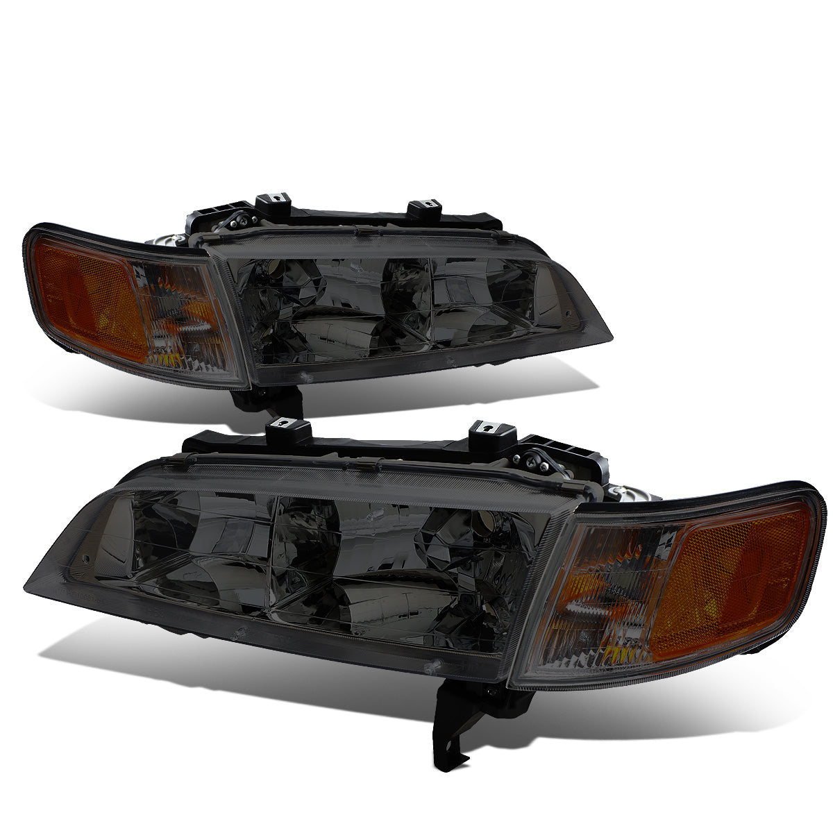 DNA Motoring, 94-97 Honda Accord Headlights - Smoked Housing Amber Corner