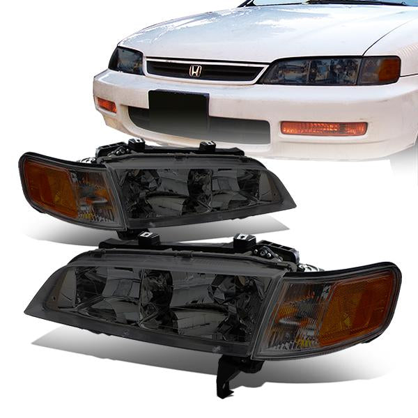 DNA Motoring, 94-97 Honda Accord Headlights - Smoked Housing Amber Corner