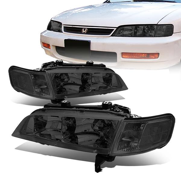 DNA Motoring, 94-97 Honda Accord Headlights - Smoked Housing Clear Corner