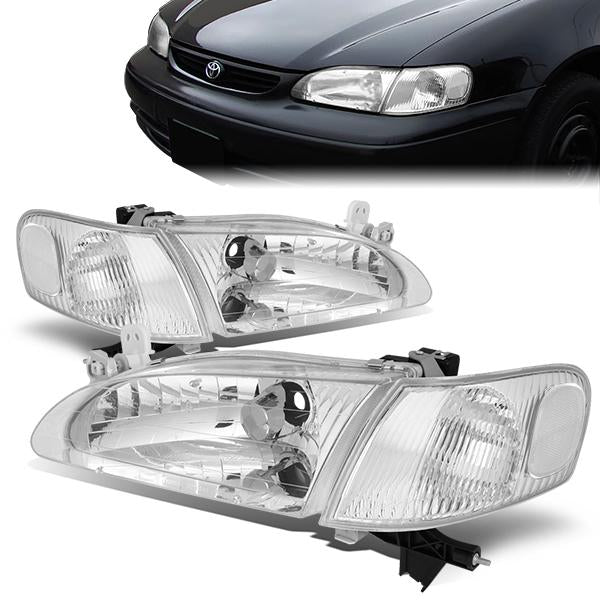 Nuvision Lighting, 98-00 Toyota Corolla Headlights - Chrome Housing Clear Corner