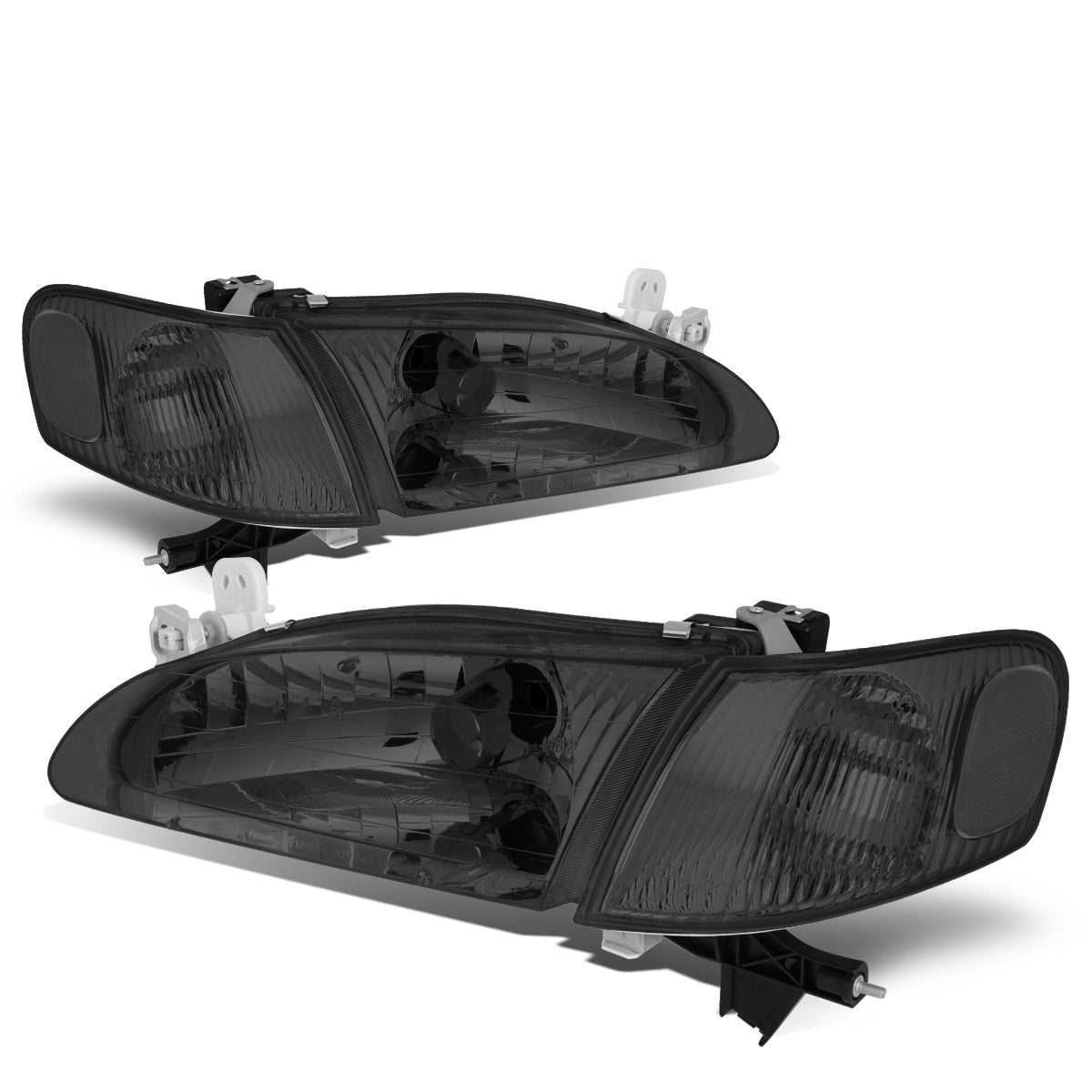 DNA Motoring, 98-00 Toyota Corolla Headlights - Smoked Housing Clear Corner