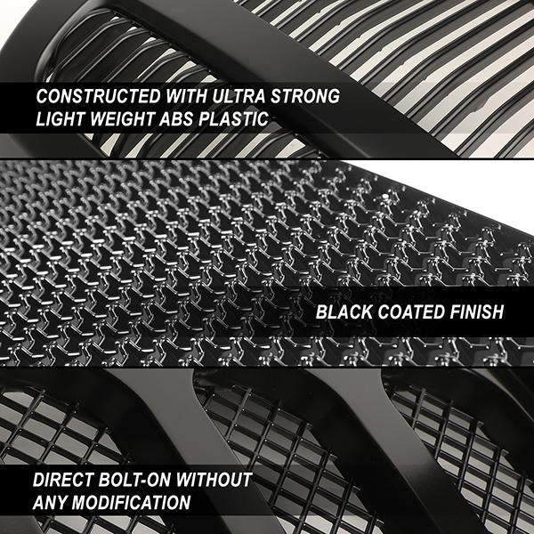 CAAP, 99-04 Ford F250 F350 F450 F550 Super Duty Front Grille - Badgeless Honeycomb Mesh - Black