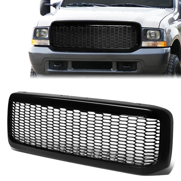 CAAP, 99-04 Ford F250 F350 F450 F550 Super Duty Front Grille - Badgeless Honeycomb Mesh - Black