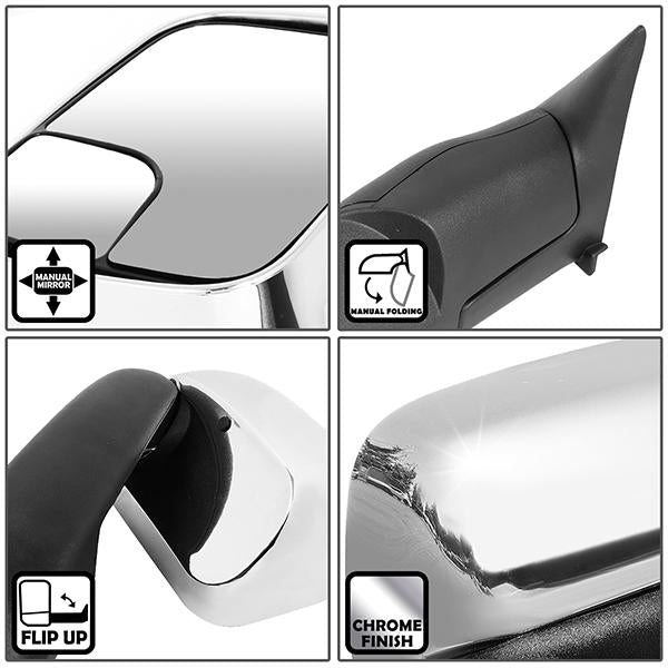 CAAP, Chrome Manual Towing Mirrors (Pair)94-02 Dodge Ram 1500 2500 3500