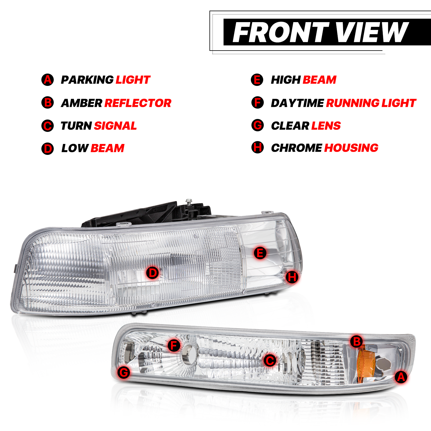 M-AUTO, M-AUTO® Factory Replacement Headlight 99-02 Chevy Silverado, 00-06 Suburban